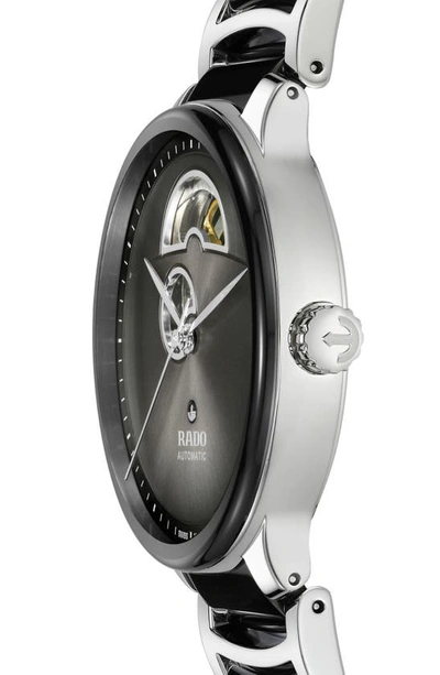 Rado Centrix Open Heart Automatic Ceramic Bracelet Watch, 39.5mm In Black