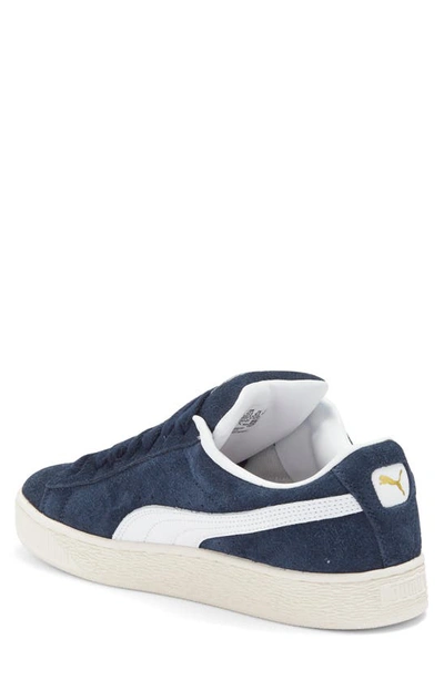 Shop Puma Suede Xl Hairy Sneaker In Club Navy-frosted Ivory
