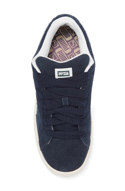 Shop Puma Suede Xl Hairy Sneaker In Club Navy-frosted Ivory