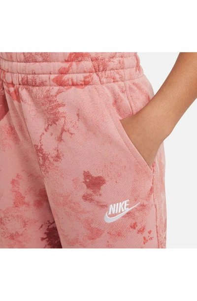 Shop Nike Kids' Club French Terry Wide Leg Pants In Red Stardust/ White