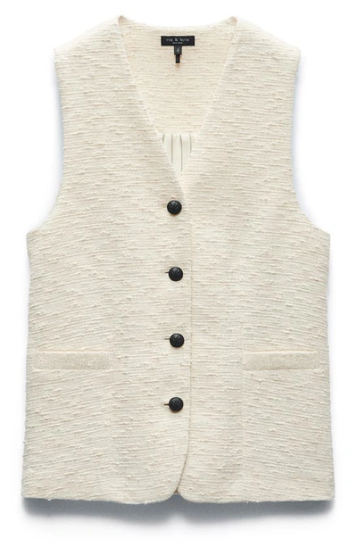 Rag & Bone Erin Striped Cotton And Linen-blend Twill Vest In Ivory