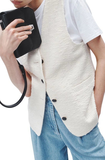 Rag & Bone Erin Striped Cotton And Linen-blend Twill Vest In Ivory
