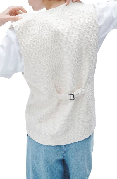 Rag & Bone Erin Striped Cotton And Linen-blend Twill Vest In Ivory
