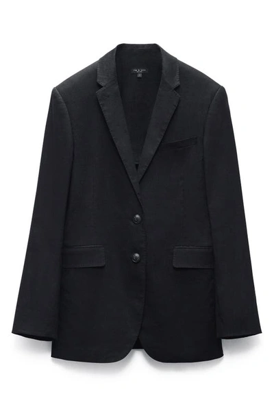 Shop Rag & Bone Odessa Linen Blend Blazer In Black