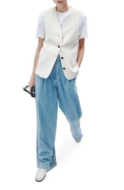 Rag & Bone Erin Striped Cotton And Linen-blend Twill Vest In Ivory