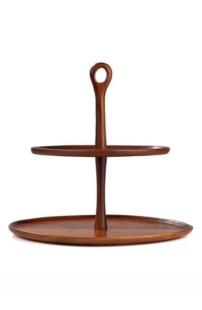 Shop Nambe Portables Acacia Wood Tiered Server In Brown