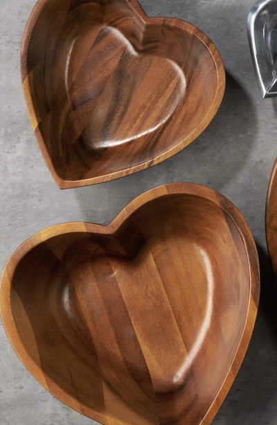 Nambe Eat Your Heart Set Of Three Acaia Wood Nesting Bowls In Brown