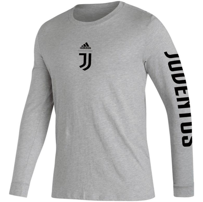 Shop Adidas Originals Adidas Heather Gray Juventus Team Crest Long Sleeve T-shirt