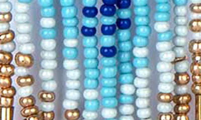 Shop Deepa Gurnani Melba Bead Fringe Drop Earrings In Blue