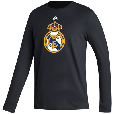 Shop Adidas Originals Adidas Black Real Madrid Vertical Wordmark Long Sleeve T-shirt
