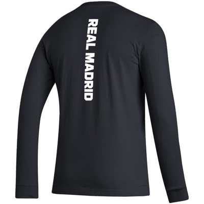 Shop Adidas Originals Adidas Black Real Madrid Vertical Wordmark Long Sleeve T-shirt