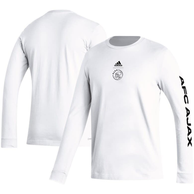 Shop Adidas Originals Adidas White Ajax Team Crest Long Sleeve T-shirt