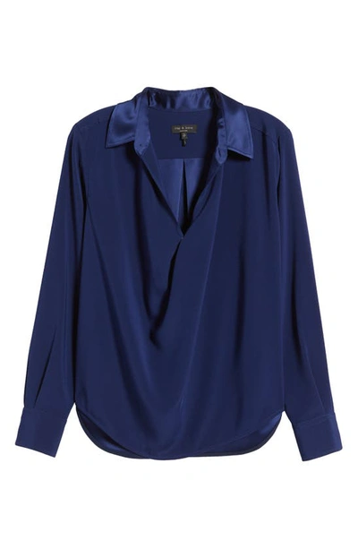 Shop Rag & Bone Phillipa Point Collar Blouse In Deep Blue