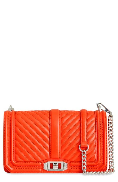 Shop Rebecca Minkoff Love Chevron Quilted Crossbody Bag In Coral