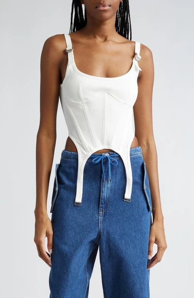 Shop Dion Lee Safety Slider Rib Corset Top In Ivory