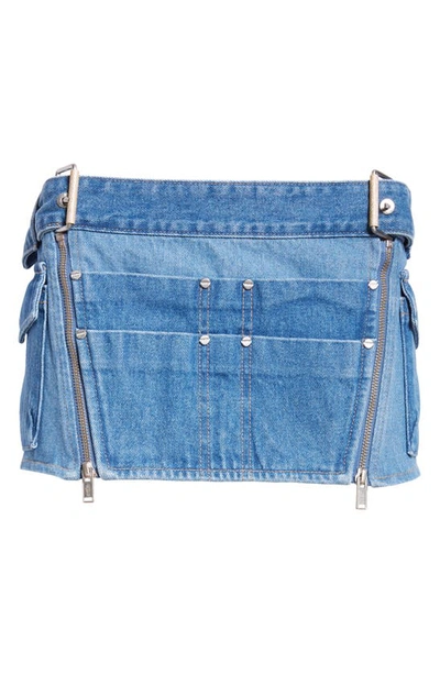 Shop Dion Lee Tool Belt Low Rise Denim Miniskirt In American Blue/ Washed Blue