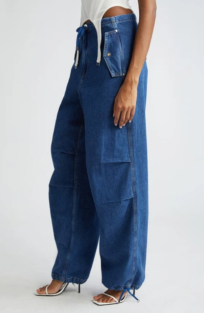 Shop Dion Lee Parachute Baggy Low Rise Wide Leg Jeans In American Blue