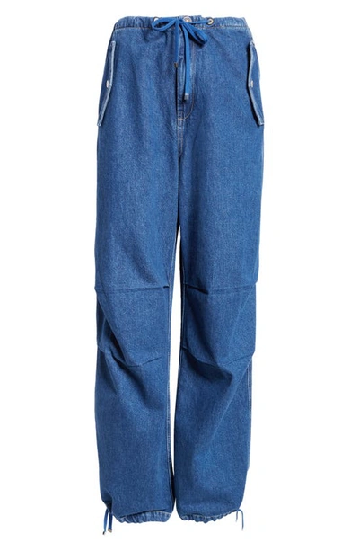 Shop Dion Lee Parachute Baggy Low Rise Wide Leg Jeans In American Blue