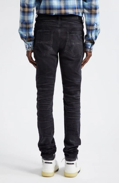 Shop Amiri Mx1 Plaid Ripped & Patched Stretch Skinny Jeans In Faded Black