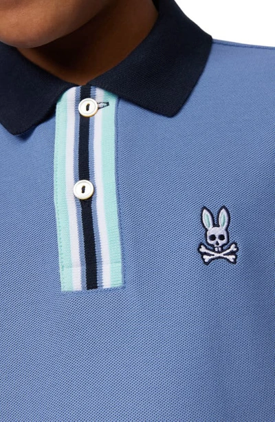 Shop Psycho Bunny Kids' Bloomington Stripe Accent Cotton Piqué Polo In Bal Harbour
