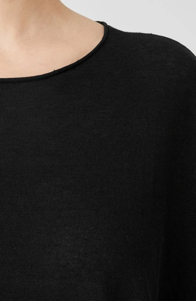 Eileen Fisher Long Sleeve Organic Linen Blend Jersey Tunic Sweater In Black