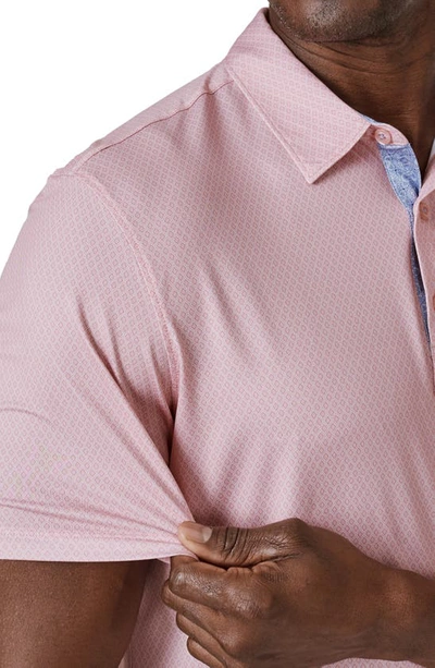 7 Diamonds Afton Diamond Print Stretch Polo In Dusty Rose