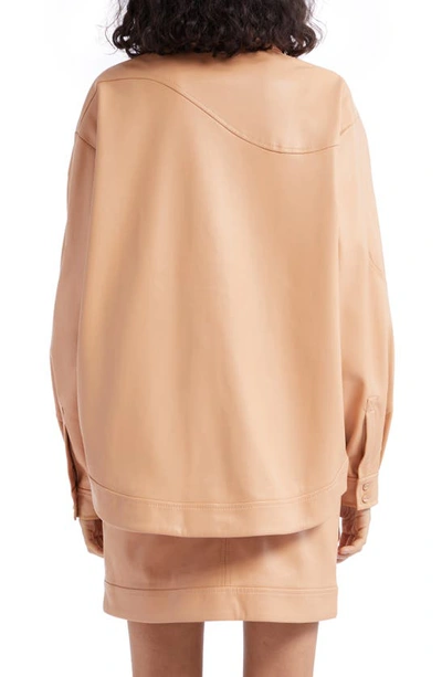 Aje Priscilla Faux Leather Shacket In Sand Beige