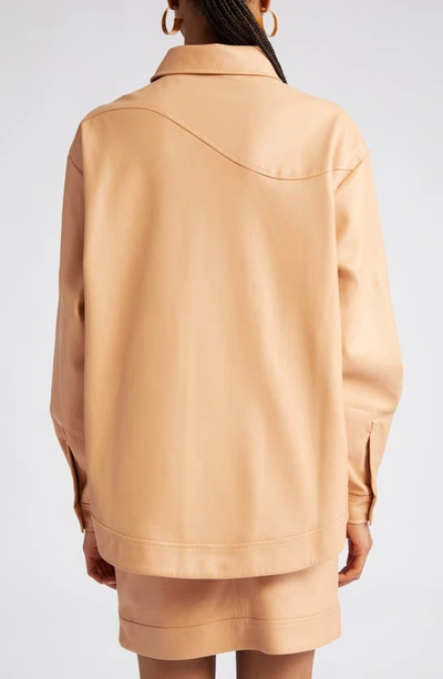 Aje Priscilla Faux Leather Shacket In Sand Beige