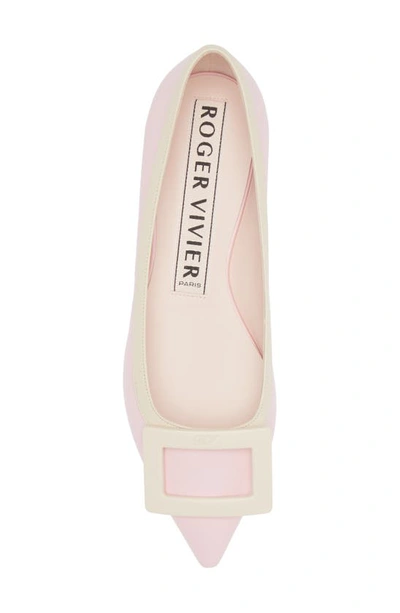 Shop Roger Vivier Gommettine Buckle Pointed Toe Flat In Light Pink