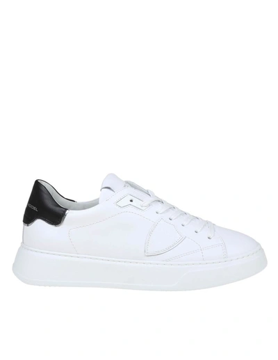 Shop Philippe Model Leather Sneakers In White/black