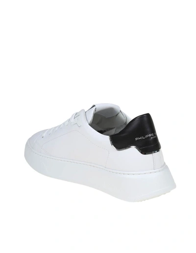 Shop Philippe Model Leather Sneakers In White/black