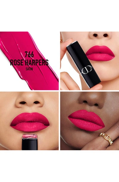 Shop Dior Rouge  Refillable Lipstick In 766 Rose Harpers/satin