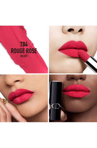 Shop Dior Rouge  Refillable Lipstick In 784 Rouge Rose/velvet