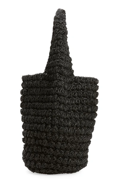 Shop Jw Anderson Large Popcorn Crocheted Cotton Basket Tote Bag In Black