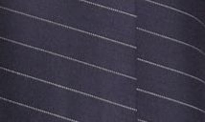 Shop Jw Anderson Pinstripe Drape Detail Wool Blend Trousers In Navy