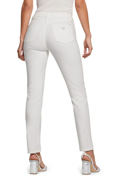 Shop Guess Girly Rhinestone Stretch Cotton Pants In White