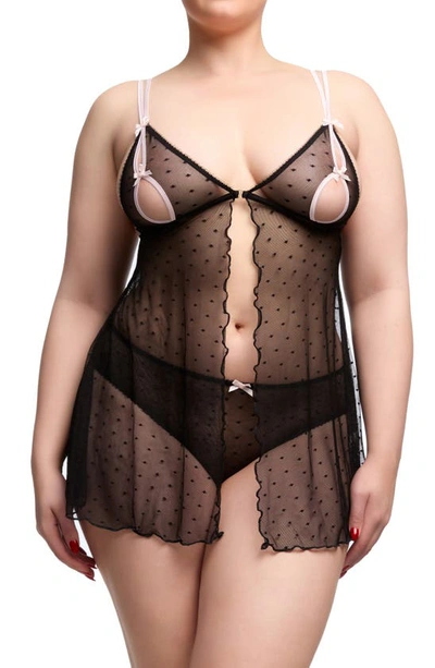 Shop Von Follies By Dita Von Teese Coquine Cutout Babydoll Chemise In Black