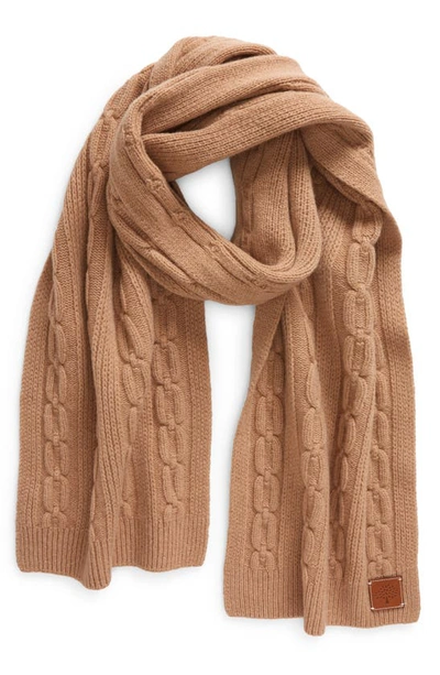 Mulberry Softie Cable Knit Lambswool Scarf In Maple
