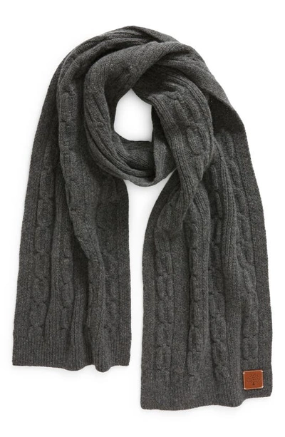 Shop Mulberry Softie Cable Knit Lambswool Scarf In Charcoal