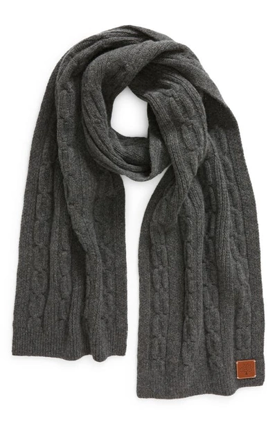 Mulberry Softie Cable Knit Lambswool Scarf In Charcoal