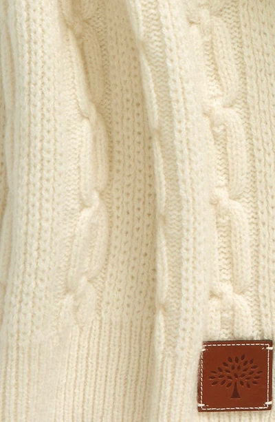 Mulberry Softie Cable Knit Lambswool Scarf In Ecru