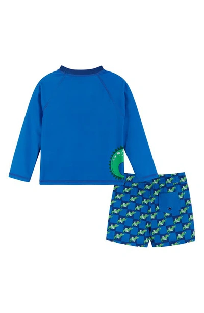 Shop Andy & Evan Long Sleeve Rashguard T-shirt & Swim Shorts Set In Blue Gator