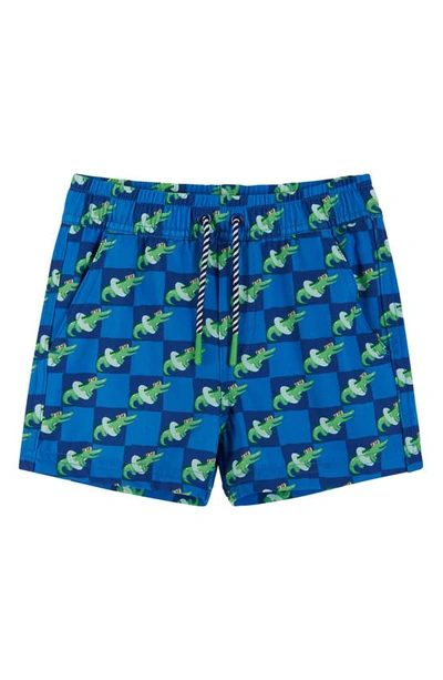 Shop Andy & Evan Long Sleeve Rashguard T-shirt & Swim Shorts Set In Blue Gator