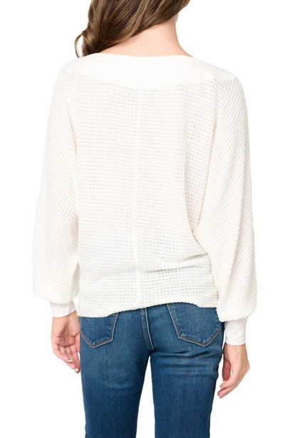 Gibsonlook Wheels Up Open Weave Sweater In White