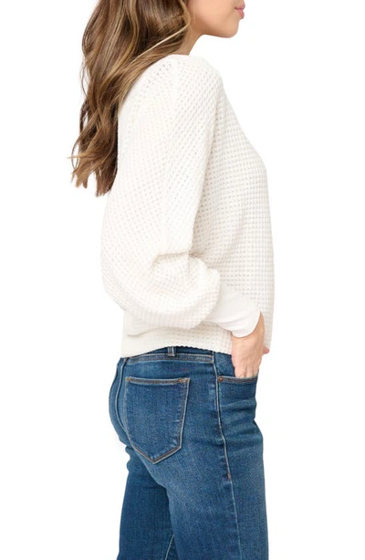 Gibsonlook Wheels Up Open Weave Sweater In White