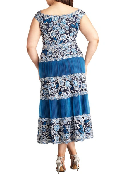 Tadashi Shoji Women's Off-the-shoulder Embroidered Midi-dress In Pacific Blue