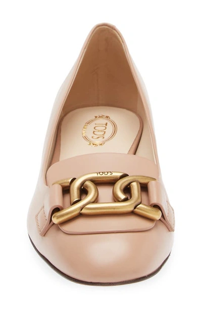 Tod's Leather Chain Ballerina Flats In Rosa Granito