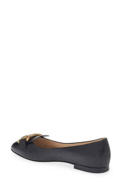 Tod's Leather Chain Ballerina Flats In Nero