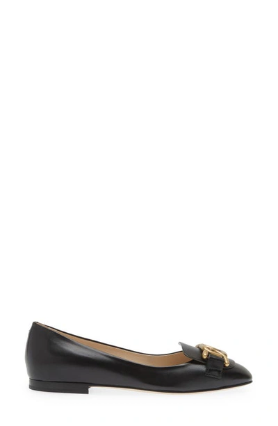 Tod's Leather Chain Ballerina Flats In Nero