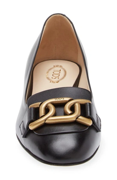 Tod's Leather Chain Ballerina Flats In Nero